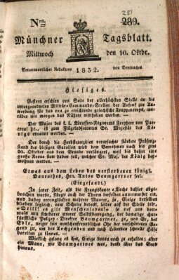 Münchener Tagblatt Mittwoch 10. Oktober 1832