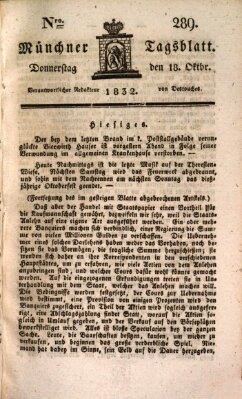 Münchener Tagblatt Donnerstag 18. Oktober 1832