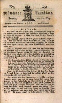 Münchener Tagblatt Freitag 20. Dezember 1833