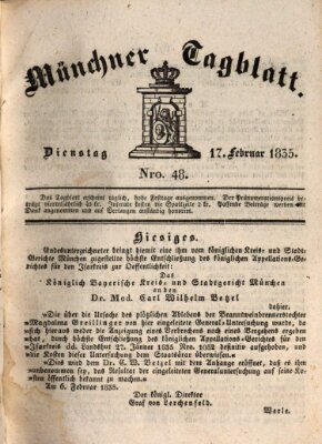 Münchener Tagblatt Dienstag 17. Februar 1835