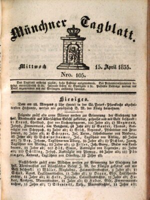 Münchener Tagblatt Mittwoch 15. April 1835