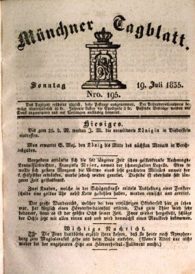 Münchener Tagblatt Sonntag 19. Juli 1835