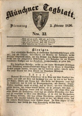 Münchener Tagblatt Dienstag 2. Februar 1836