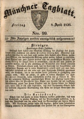 Münchener Tagblatt Freitag 8. April 1836