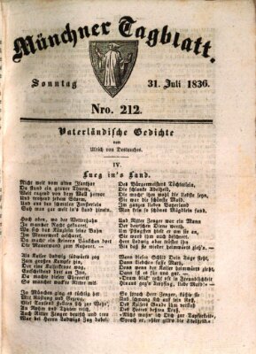 Münchener Tagblatt Sonntag 31. Juli 1836