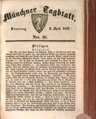 Münchener Tagblatt Sonntag 2. April 1837