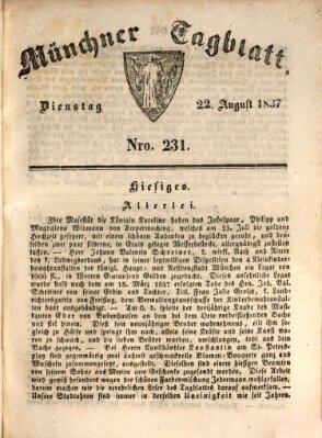 Münchener Tagblatt Dienstag 22. August 1837