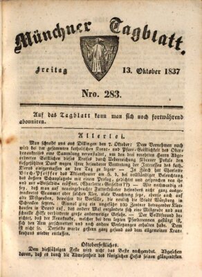 Münchener Tagblatt Freitag 13. Oktober 1837