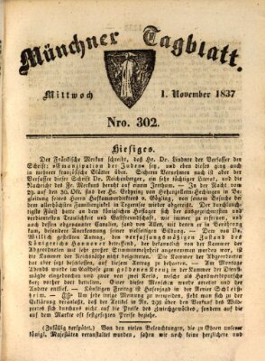 Münchener Tagblatt Mittwoch 1. November 1837