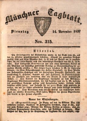 Münchener Tagblatt Dienstag 14. November 1837