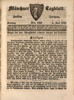 Münchener Tagblatt Samstag 2. Juni 1838