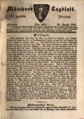 Münchener Tagblatt Mittwoch 22. August 1838