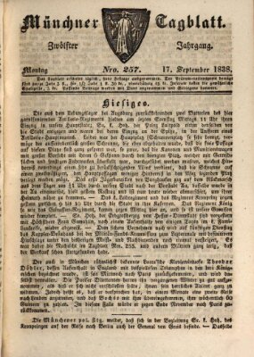 Münchener Tagblatt Montag 17. September 1838