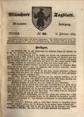 Münchener Tagblatt Mittwoch 6. Februar 1839