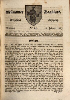 Münchener Tagblatt Mittwoch 20. Februar 1839
