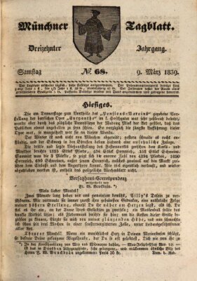 Münchener Tagblatt Samstag 9. März 1839