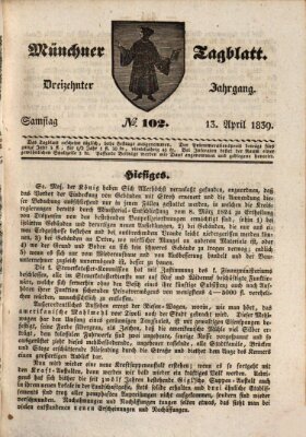 Münchener Tagblatt Samstag 13. April 1839