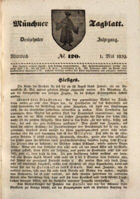 Münchener Tagblatt Mittwoch 1. Mai 1839
