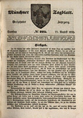 Münchener Tagblatt Samstag 17. August 1839