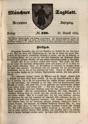Münchener Tagblatt Freitag 30. August 1839