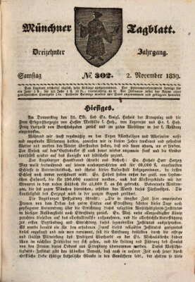 Münchener Tagblatt Samstag 2. November 1839