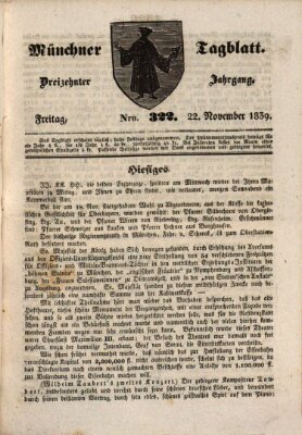 Münchener Tagblatt Freitag 22. November 1839