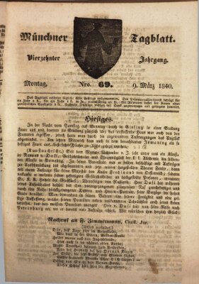Münchener Tagblatt Montag 9. März 1840