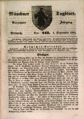 Münchener Tagblatt Mittwoch 2. September 1840