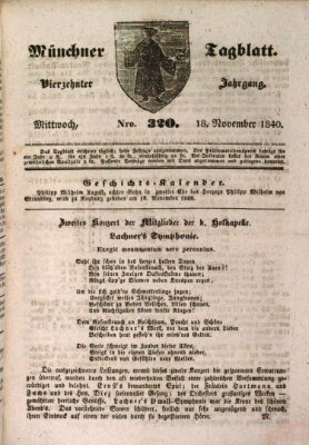 Münchener Tagblatt Mittwoch 18. November 1840