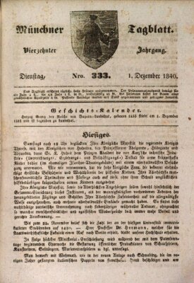 Münchener Tagblatt Dienstag 1. Dezember 1840