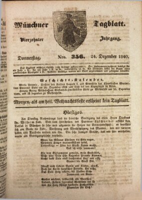 Münchener Tagblatt Donnerstag 24. Dezember 1840