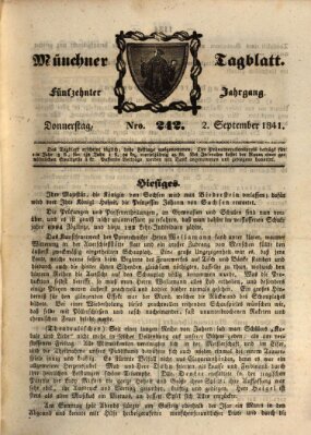 Münchener Tagblatt Donnerstag 2. September 1841