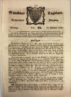 Münchener Tagblatt Montag 14. Februar 1842