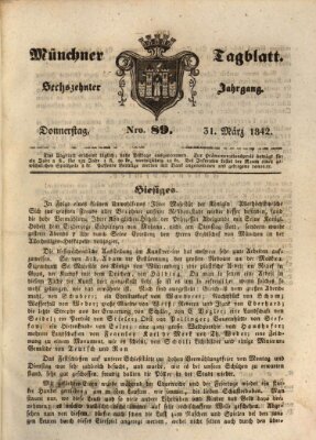Münchener Tagblatt Donnerstag 31. März 1842