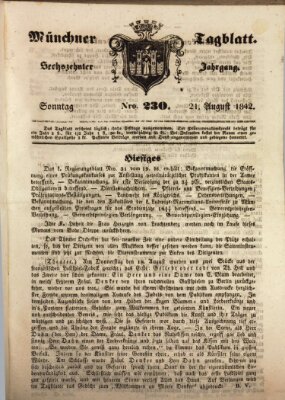 Münchener Tagblatt Sonntag 21. August 1842