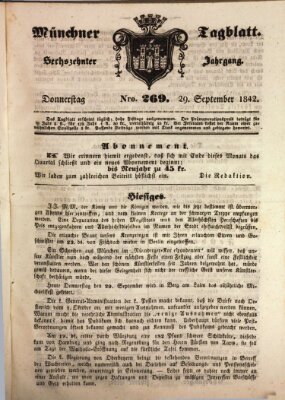 Münchener Tagblatt Donnerstag 29. September 1842