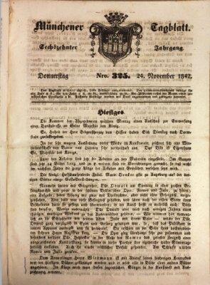 Münchener Tagblatt Donnerstag 24. November 1842
