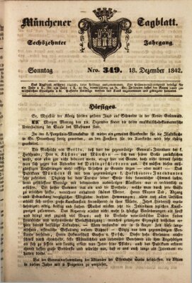Münchener Tagblatt Sonntag 18. Dezember 1842