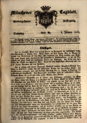 Münchener Tagblatt Sonntag 8. Januar 1843