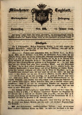 Münchener Tagblatt Donnerstag 12. Januar 1843