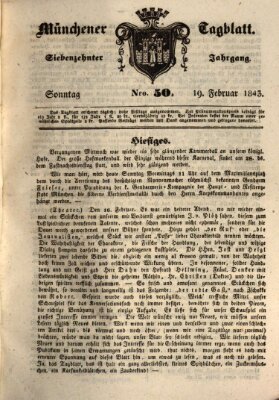 Münchener Tagblatt Sonntag 19. Februar 1843