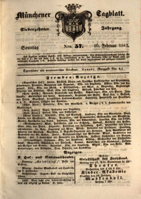 Münchener Tagblatt Sonntag 26. Februar 1843