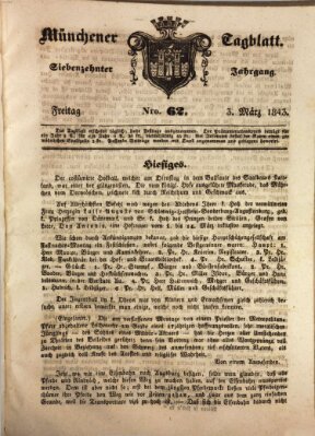 Münchener Tagblatt Freitag 3. März 1843