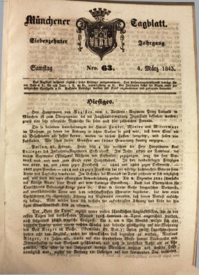 Münchener Tagblatt Samstag 4. März 1843