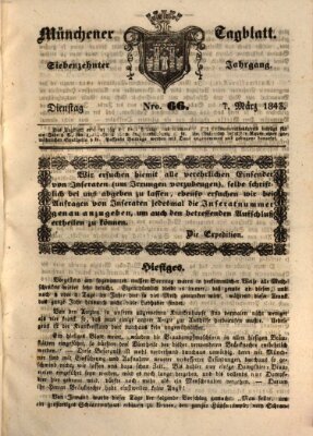Münchener Tagblatt Dienstag 7. März 1843