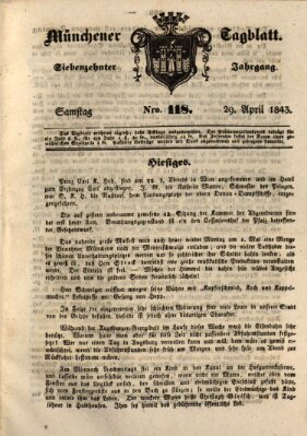 Münchener Tagblatt Samstag 29. April 1843