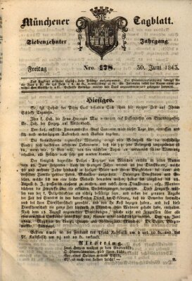 Münchener Tagblatt Freitag 30. Juni 1843
