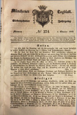 Münchener Tagblatt Mittwoch 4. Oktober 1843