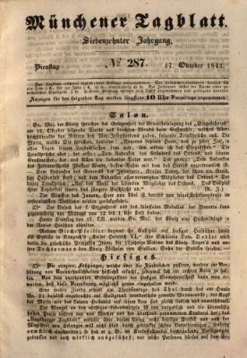 Münchener Tagblatt Dienstag 17. Oktober 1843
