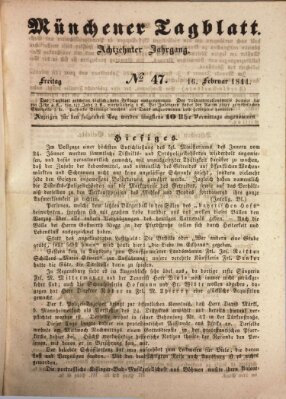 Münchener Tagblatt Freitag 16. Februar 1844